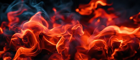 Fototapeta premium A vivid display of colorful flames creating a mesmerizing abstract pattern with vibrant reds, blues, and oranges.
