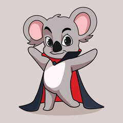 Chibi Vampire Koala Character in Cute Halloween Costume
