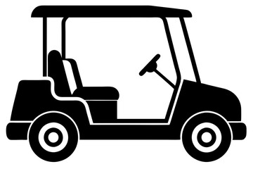 Golf cart vector silhouette, black golf car icon vector
