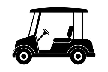 Golf cart vector silhouette, black golf car icon vector
