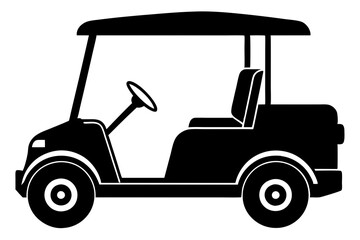 Golf cart vector silhouette, black golf car icon vector
