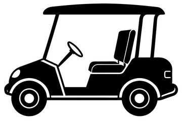 Golf cart vector silhouette, black golf car icon vector
