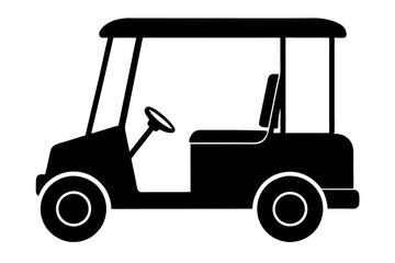 Fototapeta premium Golf cart vector silhouette, black golf car icon vector 