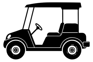 Fototapeta premium Golf cart vector silhouette, black golf car icon vector 