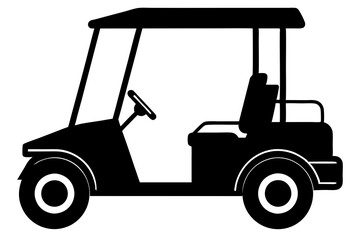 Golf cart vector silhouette, black golf car icon vector
