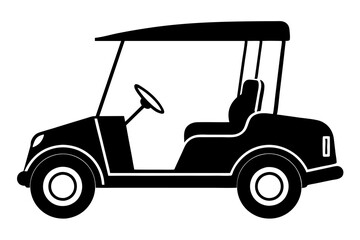 Golf cart vector silhouette, black golf car icon vector
