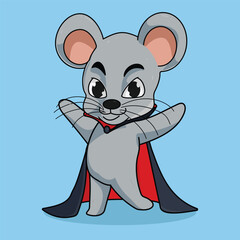 Chibi Vampire Rat Character in Cute Halloween Costume
