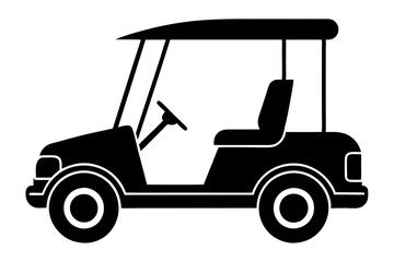 Golf cart vector silhouette, black golf car icon vector
