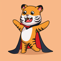 Chibi Vampire Tigar Character in Cute Halloween Costume
