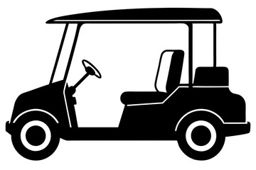 Golf cart vector silhouette, black golf car icon vector
