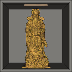 Vector sketch illustration of traditional chinese ethnic wisdom holy god statue decoration design