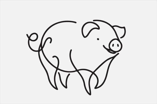 recommend clip art: A pig line art with white background