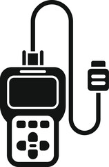 Car diagnostic device showing battery status on screen icon