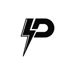 Obraz premium P letter logo with lightning bolt concept design