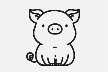 A pig line art with white background