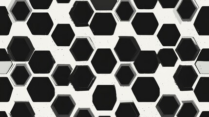 Obraz premium Abstract Black and White Hexagon Pattern Geometric Shapes Modern Design
