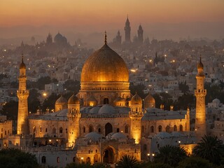 Panoramic View of Ancient City at Dawn
