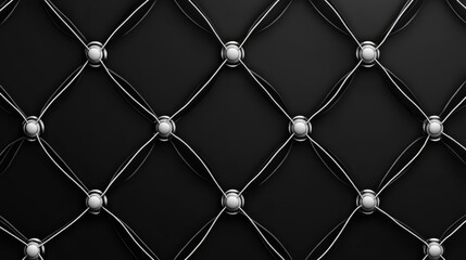 Fototapeta premium Black Leather Upholstery with Silver Buttons Texture Background