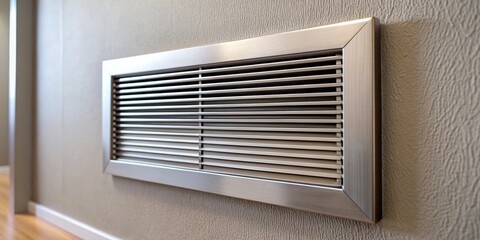 Close-up of a modern wall ventilation grille in a room , ventilation, grille, air vent, close-up, modern