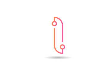pink line I letter alphabet logo icon design suitable for a technology business or company