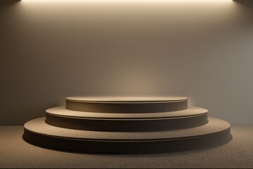 Obraz premium An empty minimalistic podium in the form of steps, display and demonstration of products