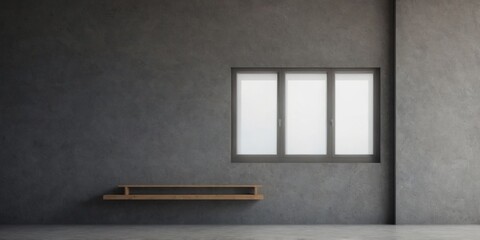 Gray concrete wall with a solitary window.