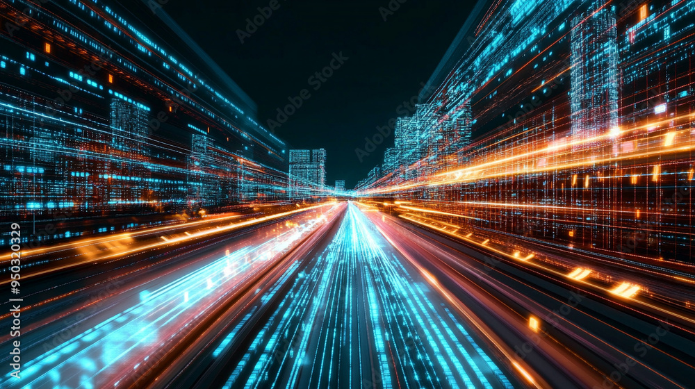 Poster data connection lines representing high-speed internet and advanced technology. symbolizes connectiv