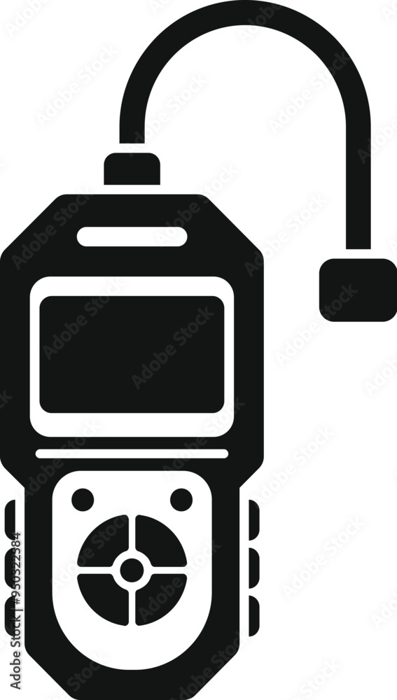Poster simple icon of a car diagnostic scan tool showing engine issues with the warning light on