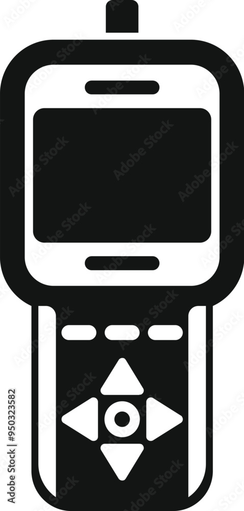 Poster simple icon of a remote control device with a screen displaying a controlling interface