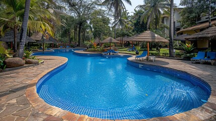 Stunning resort poolside oasis  a perfect vacation retreat for relaxation and enjoyment