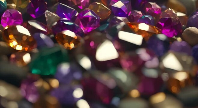 Precious shining stones and gemstones 4k animation