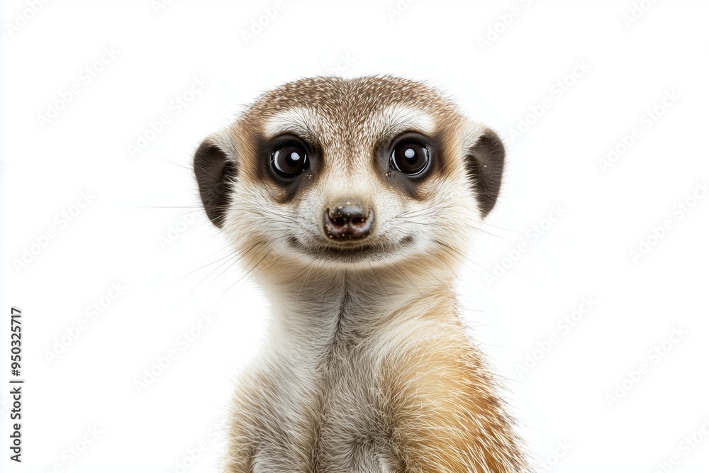 Canvas Prints a close up, high resolution image of a vigilant meerkat with a curious expression, set against a cle
