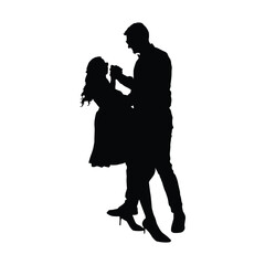 Couple silhouette dance illustration design vector
