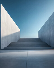 Obraz premium Minimalist Stairway between Concrete Walls