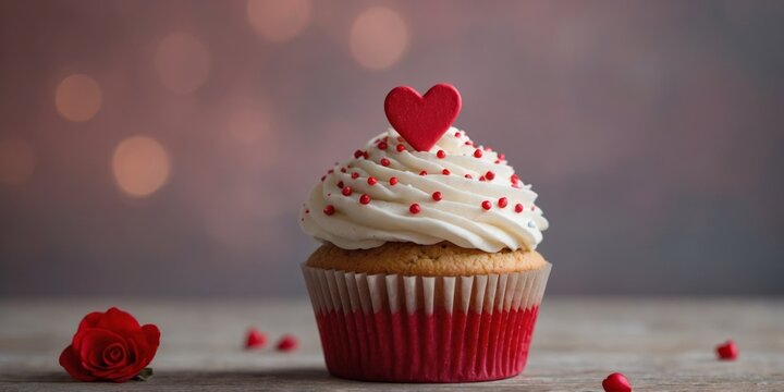Valentine's Day Cupcake using Heart Topper.