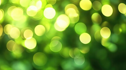 Fototapeta premium Abstract green bokeh blur with varying sizes of circles, creating a refreshing and natural feel.