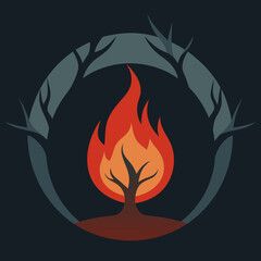 fire that is in dark color in the middle of a water 