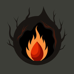 fire that is in dark color in the middle of a water 