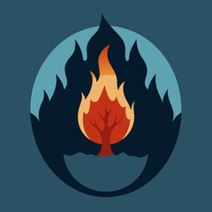 fire that is in dark color in the middle of a water 