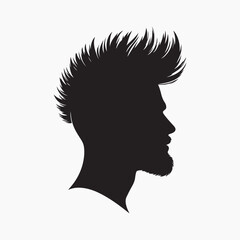 black Pompadour hairstyle Silhouette vector illustration, with a white background