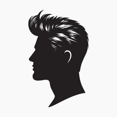 black Pompadour hairstyle Silhouette vector illustration, with a white background