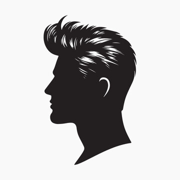 recommend clip art: black Pompadour hairstyle Silhouette vector illustration, with a white background