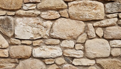 Obraz premium Natural old beige stone wall textured background. Close up. Copy space. 