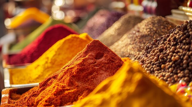 pile of colorful spices arranged