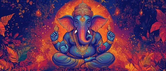 digital art featuring Lord Ganesha, showcasing his divine presence in multiple forms.