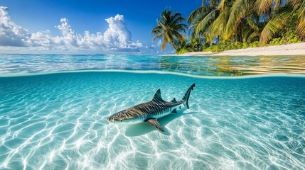 Tiger Shark in Tropical Paradise