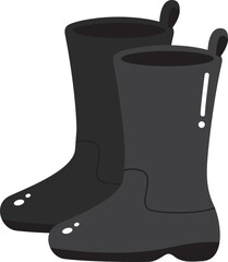 Black rubber rain boots flat icon.