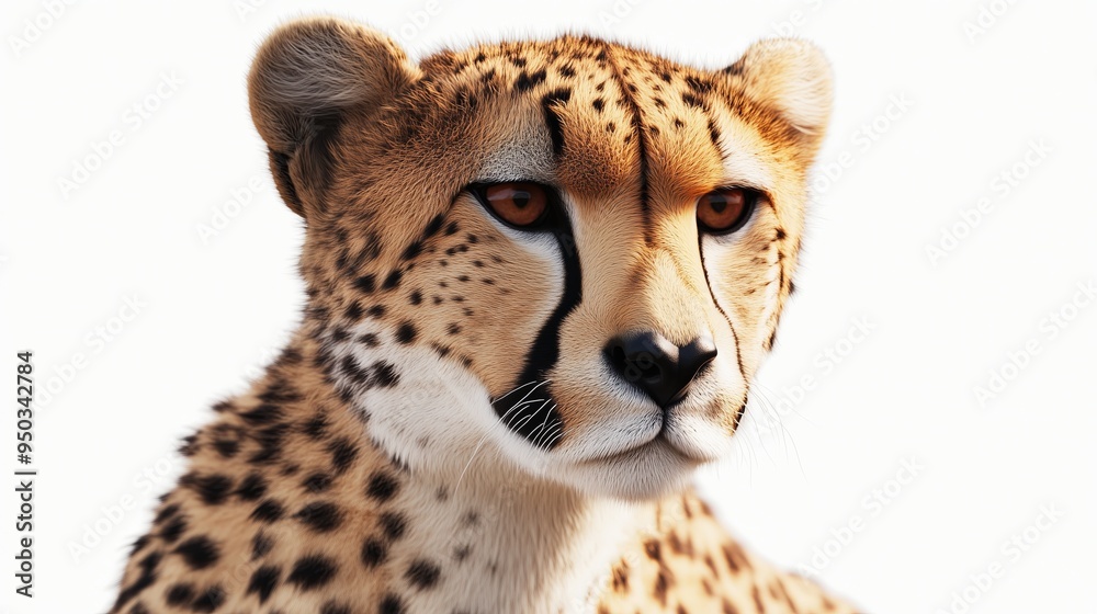 Wall mural a detailed and realistic close up of a cheetah, showcasing its sharp features and agile physique. th