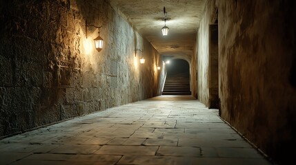 Obraz premium Floating ghost in a medieval castle, eerie torches lighting the halls, haunted history, Halloween spirit