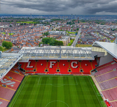 Liverpool, Merseyside. United Kingdom. 08.28.2024 Liverpool Football Club, Anfield Stadium. Aerial Image. 28th August 2024.